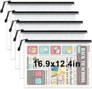 5 Pack A3 Heavy Duty Mesh Zipper Pouch Bags, File Document Organizer Thick A3 Storage Bags Protect Artwork, Documents & Projects with Sturdy Material, Smooth Zippers, and Reusable Organization 5 Pack A3 Heavy Duty Mesh Zipper Pouch Bags, File Document Organizer Thick A3 Storage Bags Protect Artwork, Documents & Projects with Sturdy Material, Smooth Zippers, and Reusable Organization