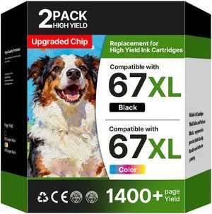67XL Ink Cartridges for HP Ink 67, Compatible for HP 67 Ink Cartridges Black/Color Combo Pack Work for HP DeskJet 2855e 4255e 2827e 4227e 2755e 2842e 4155e 2852e Envy 6055e 6000 6455e (Black, Color) 67XL Ink Cartridges for HP Ink 67, Compatible for HP 67 Ink Cartridges Black/Color Combo Pack Work for HP DeskJet 2855e 4255e 2827e 4227e 2755e 2842e 4155e 2852e Envy 6055e 6000 6455e (Black, Color)