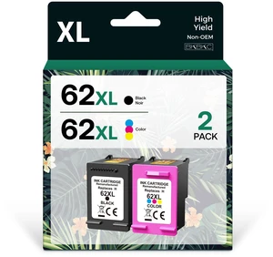 Compatible 62XL Ink Cartridge Replacement for HP Envy 5540 5549 5640 5660 7640 OfficeJet Mobile 250 200 OfficeJet 5740 5741 8040, Black, Tri-Color, 2-Pack Compatible 62XL Ink Cartridge Replacement for HP Envy 5540 5549 5640 5660 7640 OfficeJet Mobile 250 200 OfficeJet 5740 5741 8040, Black, Tri-Color, 2-Pack
