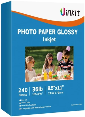 37lb Thin Flyer Paper Glossy 8.5x11 Inkjet 100 Sheets and 240 sheets Single Side DIY Chip Bag 135gsm Photos Picture for Inkjet Printer with Dye Ink Printer Letter size A4 Brochure (240) 37lb Thin Flyer Paper Glossy 8.5x11 Inkjet 100 Sheets and 240 sheets Single Side DIY Chip Bag 135gsm Photos Picture for Inkjet Printer with Dye Ink Printer Letter size A4 Brochure (240)