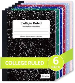 Composition Notebook College Ruled 6 Pack, 200 Pages, Assorted 100 ct, 9.75 x 7.5 in, Durable Comp Book, School Notebooks, Students, Note Taking, Writing, Teachers Composition Notebook College Ruled 6 Pack, 200 Pages, Assorted 100 ct, 9.75 x 7.5 in, Durable Comp Book, School Notebooks, Students, Note Taking, Writing, Teachers