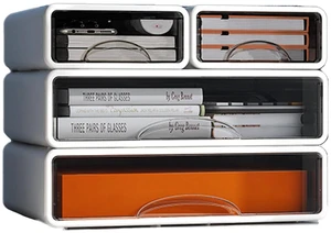 Desk Organizer with Drawers, Stackable Storage Drawers with Compartments Desktop Organization for Office Supplies, Makeup, Pencils, Tape, Erasers, Paperclips, Chargers (White 2S2M) Desk Organizer with Drawers, Stackable Storage Drawers with Compartments Desktop Organization for Office Supplies, Makeup, Pencils, Tape, Erasers, Paperclips, Chargers (White 2S2M)