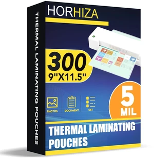300 Pack 5 Mil Laminating Sheets, Holds 8.5 x 11 Inch Sheets 9 x 11.5 Inches Thermal Laminating Pouches for Laminator, Clear, Letter Size, Office and School Supplies 300 Pack 5 Mil Laminating Sheets, Holds 8.5 x 11 Inch Sheets 9 x 11.5 Inches Thermal Laminating Pouches for Laminator, Clear, Letter Size, Office and School Supplies