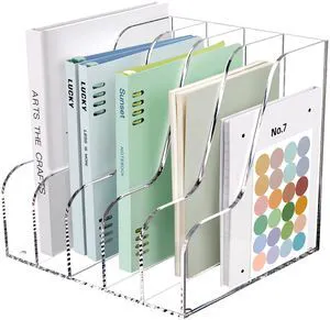 Acrylic Desk Organizers, Clear Magazine File Holder, 5 Vertical Compartments A4 Folder Binder Holders Sorter, Office Desktop Workspace Organization Storage Rack for Office Home School Acrylic Desk Organizers, Clear Magazine File Holder, 5 Vertical Compartments A4 Folder Binder Holders Sorter, Office Desktop Workspace Organization Storage Rack for Office Home School