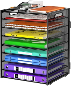 9 Tier Paper Organizer with Handle, Black Large Capacity Desk Organizer Mesh File Folder Letter Paper Tray Desktop Document Sorter for Classroom, School, and Office Accessories Organization 9 Tier Paper Organizer with Handle, Black Large Capacity Desk Organizer Mesh File Folder Letter Paper Tray Desktop Document Sorter for Classroom, School, and Office Accessories Organization