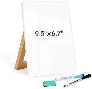 Desktop Glass Whiteboard, 9.5"x 6.7" Desk Dry Erase Board with Wood Stand Reversible Wooden Stand, Small Dry Erase Board, Portable Whiteboard for Desk, Reusable Desk Notepad for Home, Office Desktop Glass Whiteboard, 9.5"x 6.7" Desk Dry Erase Board with Wood Stand Reversible Wooden Stand, Small Dry Erase Board, Portable Whiteboard for Desk, Reusable Desk Notepad for Home, Office