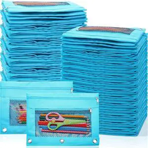 100 Pcs Classroom Binder Pencil Pouches, Blue, 2 Zipper 3 Ring Binder Zipper Pencil Pouches, Mesh Layer Pencil Bags Bulk, Pencils Pouches for Students, Back to School Pen Bags 100 Pcs Classroom Binder Pencil Pouches, Blue, 2 Zipper 3 Ring Binder Zipper Pencil Pouches, Mesh Layer Pencil Bags Bulk, Pencils Pouches for Students, Back to School Pen Bags