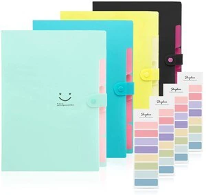 Expanding File Folder with 32 Labels, 5 Pockets A4 Letter Size Accordion Folder Paper Organizer for School and Office Pack of 4 Expanding File Folder with 32 Labels, 5 Pockets A4 Letter Size Accordion Folder Paper Organizer for School and Office Pack of 4