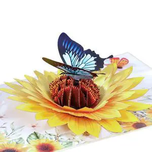 Sunflower & Butterfly Pop Up Mothers Day Card, 3D Popup Birthday Card 6x 8, Ideal Gift for Mother's Day, Anniversary, Valentine's, Thank You, All Occasion for Women, Wife, Mom, Grandma, Her Sunflower & Butterfly Pop Up Mothers Day Card, 3D Popup Birthday Card 6x 8, Ideal Gift for Mother's Day, Anniversary, Valentine's, Thank You, All Occasion for Women, Wife, Mom, Grandma, Her