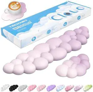 Cloud Keyboard Wrist Rest Set, Cloud Wrist Rest with Non-Slip Base, PU Leather Wrist Pad for Keyboard with Ergonomic Memory Foam for Computer Laptop Office Gaming Pain Relief, Gradient Purple Cloud Keyboard Wrist Rest Set, Cloud Wrist Rest with Non-Slip Base, PU Leather Wrist Pad for Keyboard with Ergonomic Memory Foam for Computer Laptop Office Gaming Pain Relief, Gradient Purple