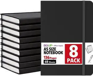 8 Pack Lined Journal Notebook for Work, A5 Hardcover (5.5" x 8.3"), Black 136 Pages Medium College Ruled Notebook Bulk, for Writing, Note Taking, Business Work School Home 8 Pack Lined Journal Notebook for Work, A5 Hardcover (5.5" x 8.3"), Black 136 Pages Medium College Ruled Notebook Bulk, for Writing, Note Taking, Business Work School Home