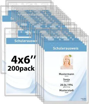 Vertical Card Holders 4x6 200 Pack Clear Open Top Badge Holders for ID Cards, Passports, Name Tags and Event Credentials Vertical Card Holders 4x6 200 Pack Clear Open Top Badge Holders for ID Cards, Passports, Name Tags and Event Credentials