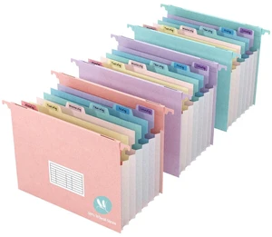 Expanding Hanging File Folders for Filing Cabinet, 7 Accordion Pockets, 1.2'' Expandable, Multi-Color Tabs, Letter Size, 50% Wheat Straw, 3 Pack (Assorted Pastel) Expanding Hanging File Folders for Filing Cabinet, 7 Accordion Pockets, 1.2'' Expandable, Multi-Color Tabs, Letter Size, 50% Wheat Straw, 3 Pack (Assorted Pastel)
