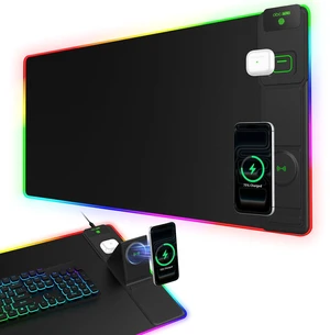 RGB Gaming Mouse Pad with Magnetic Wireless Charging & Foldable Phone Stand 31.5"x15.8" XXL Large LED Mousepad with Stitched Edges, Ultra-Smooth Waterproof Surface, 25 Lighting Effects, Non-Slip Base RGB Gaming Mouse Pad with Magnetic Wireless Charging & Foldable Phone Stand 31.5"x15.8" XXL Large LED Mousepad with Stitched Edges, Ultra-Smooth Waterproof Surface, 25 Lighting Effects, Non-Slip Base