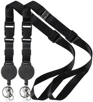 Heavy Duty Retractable Lanyard - 2 Pack Breakaway Lanyards for ID Badges Keys, Retractable Keychain with Upgraded Badge Reel, Lobster Clip, and Key Ring, 10 oz Retraction Heavy Duty Retractable Lanyard - 2 Pack Breakaway Lanyards for ID Badges Keys, Retractable Keychain with Upgraded Badge Reel, Lobster Clip, and Key Ring, 10 oz Retraction