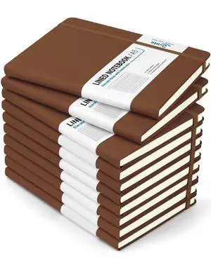 Hardcover Journal Notebooks, 10 Packs A5 Lined Journals Bulk for Writing 200 Pages/100Sheets, 8.4 x 5.8 inch, Classic Ruled Notebook for Work/Travel/College/Note Taking(Brown) Hardcover Journal Notebooks, 10 Packs A5 Lined Journals Bulk for Writing 200 Pages/100Sheets, 8.4 x 5.8 inch, Classic Ruled Notebook for Work/Travel/College/Note Taking(Brown)