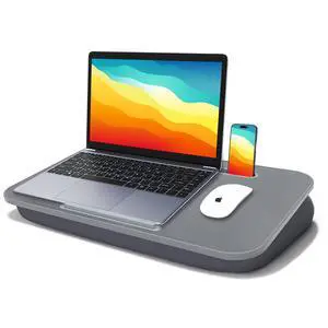 Lap Desk with Cushion, Fits up to 17 inch Laptop, Pillow Designed, Portable Laptop Stand with Tray, Pad & Phone Holder, Home Office for Bed/Couch/Car/Reading/Writing, (Gray) Lap Desk with Cushion, Fits up to 17 inch Laptop, Pillow Designed, Portable Laptop Stand with Tray, Pad & Phone Holder, Home Office for Bed/Couch/Car/Reading/Writing, (Gray)