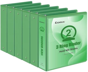 Sturdy Standard 2 Inch 3 Ring Binder with Clear View Cover 2"Round Ring,PVC-Free,Holds 400 Letter Sheets,Morandi Multicolor for Students & Office,6 Pack (Sea Green) Sturdy Standard 2 Inch 3 Ring Binder with Clear View Cover 2"Round Ring,PVC-Free,Holds 400 Letter Sheets,Morandi Multicolor for Students & Office,6 Pack (Sea Green)