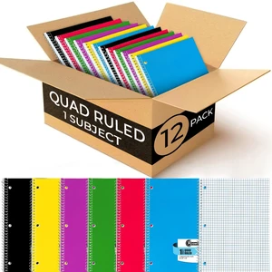 1 Subject Graph Paper Spiral Notebook, 12 Pack, 70 Sheets Bulk 4x4 Spiral Bound Grid Notebooks, 8 x 10-1/2", 3 Hole Punched, Single Subject Quad Ruled Spiral Notebooks for School 1 Subject Graph Paper Spiral Notebook, 12 Pack, 70 Sheets Bulk 4x4 Spiral Bound Grid Notebooks, 8 x 10-1/2", 3 Hole Punched, Single Subject Quad Ruled Spiral Notebooks for School