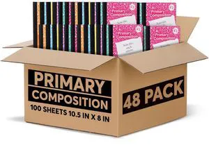 Primary Composition Notebook K-2, Primary Ruled Composition Book Grades K 2, Preschool,1st Grade, Lined Notebooks - 9.75" x 7.50" - Durable Cover -100 Sheets - Assorted Colors (Bulk - 48 Pack) Primary Composition Notebook K-2, Primary Ruled Composition Book Grades K 2, Preschool,1st Grade, Lined Notebooks - 9.75" x 7.50" - Durable Cover -100 Sheets - Assorted Colors (Bulk - 48 Pack)