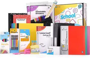 Back to School Supplies High School Kit -87 Piece School Supplies Box With Composition Notebooks, Spirals, Binders, Folders, Pens, Pencils, Tab Dividers, Filler Paper, Pencil Pouch and More Back to School Supplies High School Kit -87 Piece School Supplies Box With Composition Notebooks, Spirals, Binders, Folders, Pens, Pencils, Tab Dividers, Filler Paper, Pencil Pouch and More