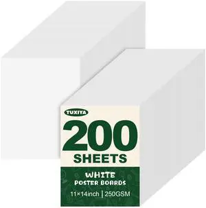 200 Pack White Poster Board,11" x 14" White Poster Paper Bulk 250GSM/92LB Heavy-Weight Blank Poster Board for Arts,Craft,Projects Presentations,Drawing Scrapbooking 200 Pack White Poster Board,11" x 14" White Poster Paper Bulk 250GSM/92LB Heavy-Weight Blank Poster Board for Arts,Craft,Projects Presentations,Drawing Scrapbooking