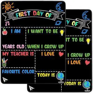 2PCS First and Last Day of School Chalkboard Sign Reusable, 14x11 in Back to School Board - First & Last Day of Kindergarten Sign, Double-Sided Schools Preschool Signs for Kids 2PCS First and Last Day of School Chalkboard Sign Reusable, 14x11 in Back to School Board - First & Last Day of Kindergarten Sign, Double-Sided Schools Preschool Signs for Kids