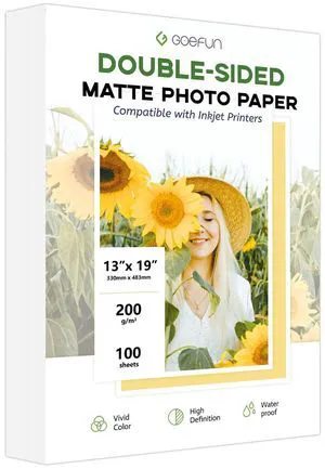 13x19 Double Sided Photo Paper Matte, 54LB Inkjet Printer Paper 100 Pack 200GSM 13 x 19 Presentation Paper for Posters, brochure and Art Prints 13x19 Double Sided Photo Paper Matte, 54LB Inkjet Printer Paper 100 Pack 200GSM 13 x 19 Presentation Paper for Posters, brochure and Art Prints