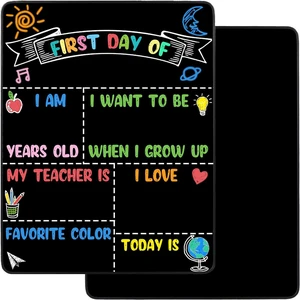 First Day of School Chalkboard Sign Reusable, 14x11 Inch Back to School Board - 1st Day of Kindergarten Sign, Double-Sided Schools Preschool Grade Signs for Kids First Day of School Chalkboard Sign Reusable, 14x11 Inch Back to School Board - 1st Day of Kindergarten Sign, Double-Sided Schools Preschool Grade Signs for Kids