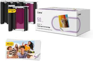 Pearl N200 Pro Portable Photo Printer Photo Paper 50 Sheets & 5 Cartridges, Picture Printer Sticker Paper Adhesive, Waterproof, Smudge Proof, Photo Paper Only for DMP130 for Scrapbook Pearl N200 Pro Portable Photo Printer Photo Paper 50 Sheets & 5 Cartridges, Picture Printer Sticker Paper Adhesive, Waterproof, Smudge Proof, Photo Paper Only for DMP130 for Scrapbook