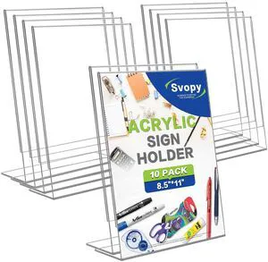 8.5x11 Acrylic Sign Stand Holders, Clear Plastic Table Paper Display Stands Displaying Posters, Pictures, Flyers, Menu Tabletop Holder Stand - 8.5 x 11 L Shape 10 pack 8.5x11 Acrylic Sign Stand Holders, Clear Plastic Table Paper Display Stands Displaying Posters, Pictures, Flyers, Menu Tabletop Holder Stand - 8.5 x 11 L Shape 10 pack