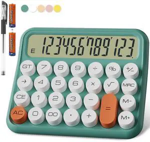 Battery Desk Calculator - 12 Digit Extra Large 5-Inch LCD Display, Big Buttons Easy to Press, 15 Tilt Screen (Green) Battery Desk Calculator - 12 Digit Extra Large 5-Inch LCD Display, Big Buttons Easy to Press, 15 Tilt Screen (Green)