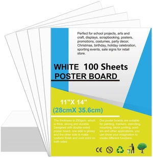 100 Pcs Poster Board White Poster Paper Bulk 11" x 14", 250Gsm Thickness Vision Boards Smart Poster Board for School Arts Craft Projects Presentations Drawing Scrapbooking Blank Graphic Display 100 Pcs Poster Board White Poster Paper Bulk 11" x 14", 250Gsm Thickness Vision Boards Smart Poster Board for School Arts Craft Projects Presentations Drawing Scrapbooking Blank Graphic Display