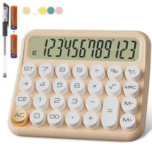 Mechanical Calculator 12 Digit Extra Large 5-Inch LCD Display, Battery Desk Calculator, Big Buttons Easy to Press Use as Office Calculators Desktop, 15°Tilt Screen for Kids Calculator(Cream) Mechanical Calculator 12 Digit Extra Large 5-Inch LCD Display, Battery Desk Calculator, Big Buttons Easy to Press Use as Office Calculators Desktop, 15°Tilt Screen for Kids Calculator(Cream)