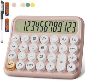 Battery Desk Calculator - 12 Digit, Extra Large 5-Inch LCD Display, Big Buttons, 15 Tilt Screen, Kids Calculator (Pink) Battery Desk Calculator - 12 Digit, Extra Large 5-Inch LCD Display, Big Buttons, 15 Tilt Screen, Kids Calculator (Pink)