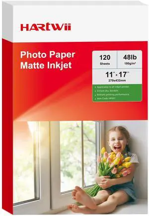 120 Sheets Matte Presentation Paper 11x17 48lb 180gsm Photo Paper for All Dye Ink Inkjet Printers 120 Sheets Matte Presentation Paper 11x17 48lb 180gsm Photo Paper for All Dye Ink Inkjet Printers