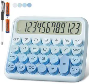 Battery Desk Calculator - 12 Digit Extra Large 5-Inch LCD Display, Big Buttons Easy to Press, 15 Tilt Screen (Ice Blue) Battery Desk Calculator - 12 Digit Extra Large 5-Inch LCD Display, Big Buttons Easy to Press, 15 Tilt Screen (Ice Blue)
