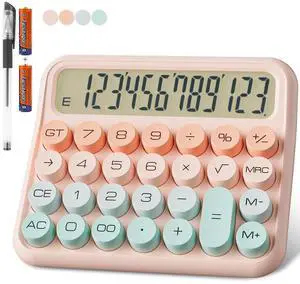 Battery Desk Calculator - 12 Digit Extra Large 5-Inch LCD Display, Big Buttons Easy to Press, 15Tilt Screen for Kids (Green&Pink) Battery Desk Calculator - 12 Digit Extra Large 5-Inch LCD Display, Big Buttons Easy to Press, 15Tilt Screen for Kids (Green&Pink)