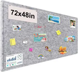 Large Bulletin Board, 72x48 Inches Cork Board Alternative, Large Felt Board Decorative Pin Board for Wall, Foldable Photo Board Self-Adhesive Vision Board with 36 Pushpins Light Gray Large Bulletin Board, 72x48 Inches Cork Board Alternative, Large Felt Board Decorative Pin Board for Wall, Foldable Photo Board Self-Adhesive Vision Board with 36 Pushpins Light Gray