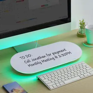 Glass Desktop Whiteboard - 17 X 7 Inches Small Dry Erase Board with Green Light, Glass White Board Surface Notepad with 1 Drawer, Desk Organizers for Office, Home, School Supplies Glass Desktop Whiteboard - 17 X 7 Inches Small Dry Erase Board with Green Light, Glass White Board Surface Notepad with 1 Drawer, Desk Organizers for Office, Home, School Supplies
