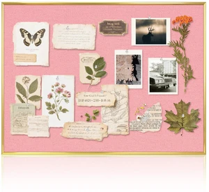 Linen Bulletin Board, 24"x18" Decorative Fabric Pin Board Vision Board Gold Aluminum Frame, Upgraded Pink Canvas Surface, Wall Mounted, for Home Office Bedroom Dorm Wall Decor Linen Bulletin Board, 24"x18" Decorative Fabric Pin Board Vision Board Gold Aluminum Frame, Upgraded Pink Canvas Surface, Wall Mounted, for Home Office Bedroom Dorm Wall Decor