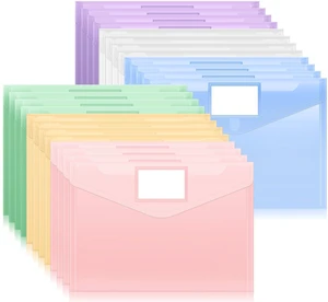 24 Packs Plastic Envelopes Plastic File Folders, Document Organizer US Letter A4 Size Folders for Documents with Label Pocket for School Office Work Home Organization, Fresh Colors 24 Packs Plastic Envelopes Plastic File Folders, Document Organizer US Letter A4 Size Folders for Documents with Label Pocket for School Office Work Home Organization, Fresh Colors