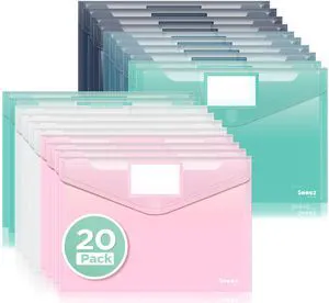 20 Pack Plastic Envelopes, Plastic File Folders, Clear Folders Trendy Colors, Super Heavyweight Document Holders, Storage Pouches, File Envelopes for School Office Supplies 20 Pack Plastic Envelopes, Plastic File Folders, Clear Folders Trendy Colors, Super Heavyweight Document Holders, Storage Pouches, File Envelopes for School Office Supplies