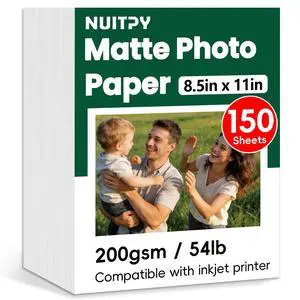 150 Sheets Matte Photo Paper, 8.5in x 11in, 200GSM / 54lb Inkjet Photo Printer Paper, Picture Paper for Photos, Calendars, Brochures, Cards, Menus 150 Sheets Matte Photo Paper, 8.5in x 11in, 200GSM / 54lb Inkjet Photo Printer Paper, Picture Paper for Photos, Calendars, Brochures, Cards, Menus