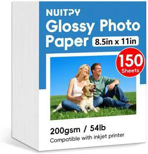 150 Sheets Glossy Photo Paper, 8.5in x 11in, 200GSM / 54lb Inkjet Photo Printer Paper, Picture Paper for Photos, Calendars, Brochures, Cards, Menus 150 Sheets Glossy Photo Paper, 8.5in x 11in, 200GSM / 54lb Inkjet Photo Printer Paper, Picture Paper for Photos, Calendars, Brochures, Cards, Menus