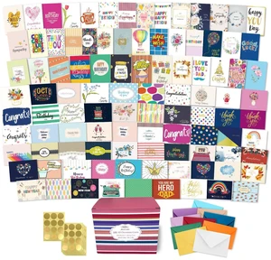 100 All Occasion Cards Assortment Box with Color EnvelopesAll Occasion Cards Set with Greeting Inside, Large 5 x 7 inch Cards with Stickers and Dividers 100 All Occasion Cards Assortment Box with Color EnvelopesAll Occasion Cards Set with Greeting Inside, Large 5 x 7 inch Cards with Stickers and Dividers