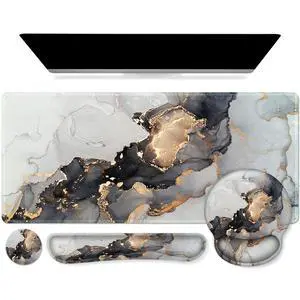Grey Marble Mouse Mat 35.4"x15.7", Computer Pad for Teacher Classroom Ergonomic Desk Pad Featuring Keyboard Wrist Rest, Vintage Mousepad Set for Table Home Computer Setup Grey Marble Mouse Mat 35.4"x15.7", Computer Pad for Teacher Classroom Ergonomic Desk Pad Featuring Keyboard Wrist Rest, Vintage Mousepad Set for Table Home Computer Setup