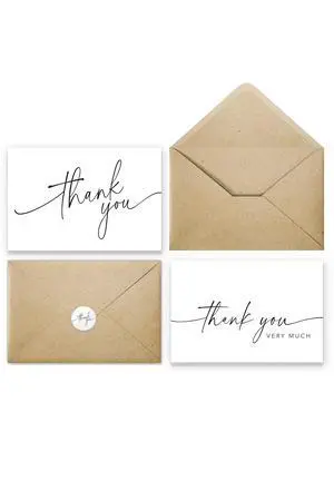 Thank You Cards with Envelopes & Matching Stickers, Bulk Pack of 100, 4x6 Inch Minimalistic Design - Suitable for Business, Baby Shower, Wedding, Small Business, Graduation, Bridal Shower, Funeral Thank You Cards with Envelopes & Matching Stickers, Bulk Pack of 100, 4x6 Inch Minimalistic Design - Suitable for Business, Baby Shower, Wedding, Small Business, Graduation, Bridal Shower, Funeral