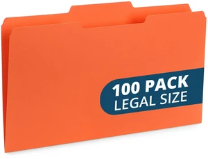 100 File Folders, Legal Size, 1/3 Cut Tab, Orange Durable 11pt Uncoated Paper, 1/3 Cut Top Tab, Assorted Tab Positions, for Office, School, and Home Filing 100 File Folders, Legal Size, 1/3 Cut Tab, Orange Durable 11pt Uncoated Paper, 1/3 Cut Top Tab, Assorted Tab Positions, for Office, School, and Home Filing