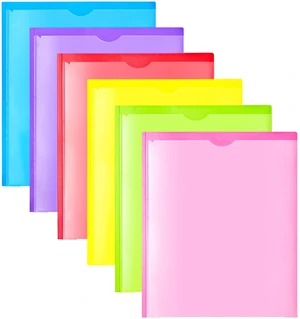 Heavy Duty Plastic Folders with Clear Front Pocket - 6PCS, 3 Pockets Folders with Prongs and Card Slot, for Letter Size Sheets, Bright Colors Heavy Duty Plastic Folders with Clear Front Pocket - 6PCS, 3 Pockets Folders with Prongs and Card Slot, for Letter Size Sheets, Bright Colors